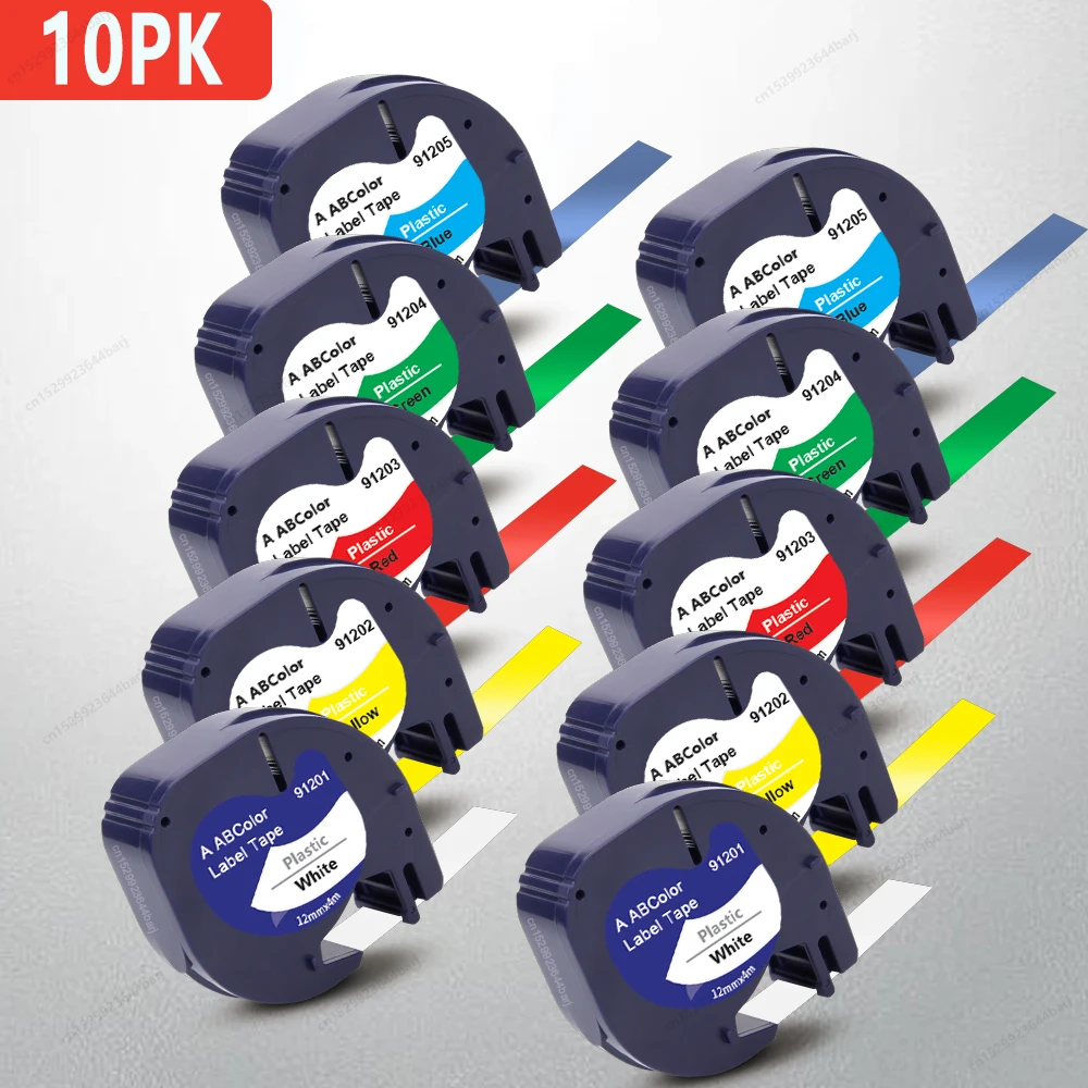 2/5/10PK 91201 Compatible con recargas Dymo Letratag 91201 91331 12267 91200 91202 Cinta LT de 12 mm para rotuladora Dymo LT100H 100T