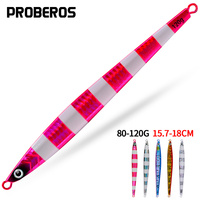 PROBEROS 5PCS 80G 100G 120G Luminous Metal Casting Jig Shore Drag Cast Jigging Spoon Fishing Lures Artificial Bait Pesca Tackle