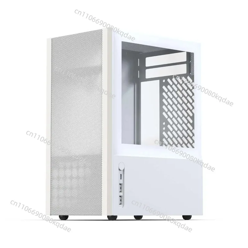White Mesh ITX Tower Chassis Portable Aluminum Alloy CNC Housing SFX Plug‑In Structure For Air‑Cooled Desktop Assembly