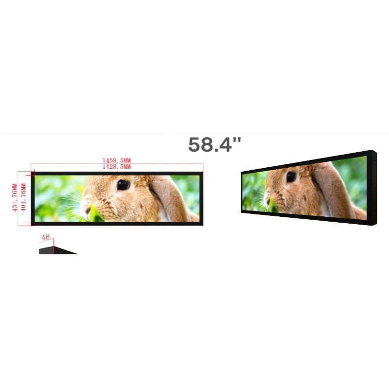 58.4 ''58 بوصة الإعلان تمتد بار TFT LCD واسعة جدا واسعة حافة العرض لشاشات عرض Led سوبر ماركت الإعلان