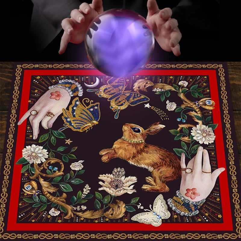 Tarot Reading Tarot Mat Decor Bunny Butterfly Flower Moonflower Altar Cloth Tablecloth Witch Tarot Spreading Cloth Home Decor