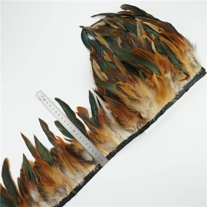 10Meters Natural Peacock Rooster Chicken Pheasant Feathers for Clothes Sewing Fringe Trim Decoration Feather Crafts Tape Ribbon