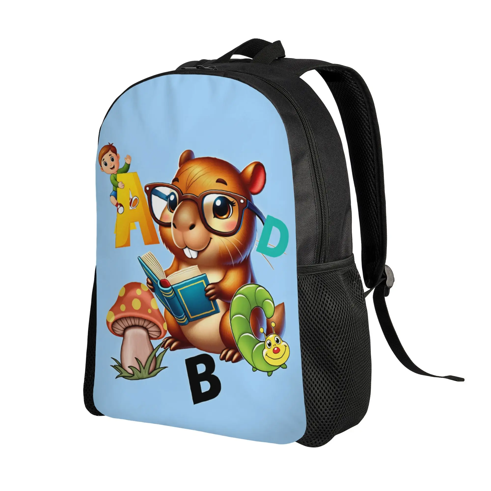 Smart Capybara Glasses Reading Book Backpack Men  Lightweight Backpacks Polyester Elegant School Bags Travel Colorful Rucksack