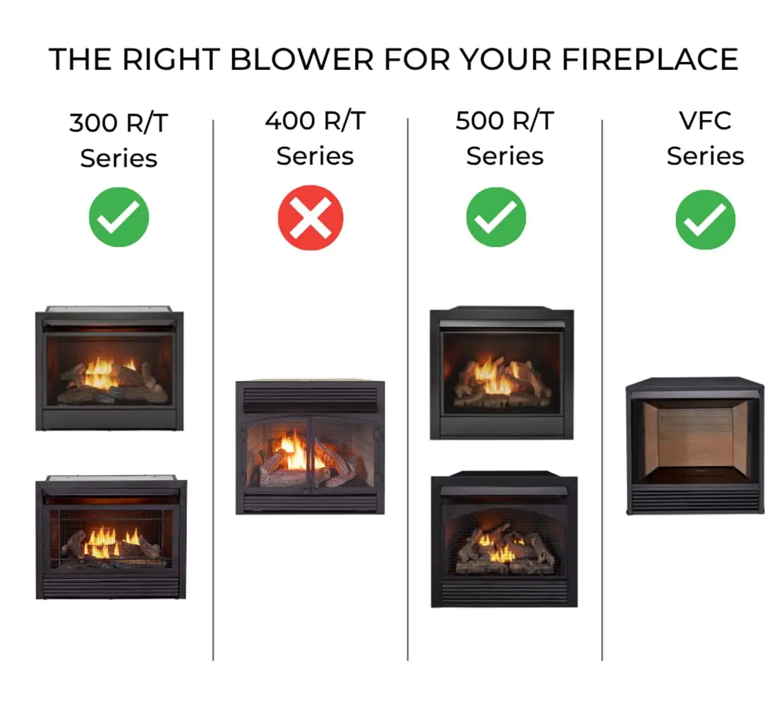 Dual Fuel Fireplace Blower, Large Black Silver - Enhances Heat Distribution, Easy Install, Compatible with Multiple Models