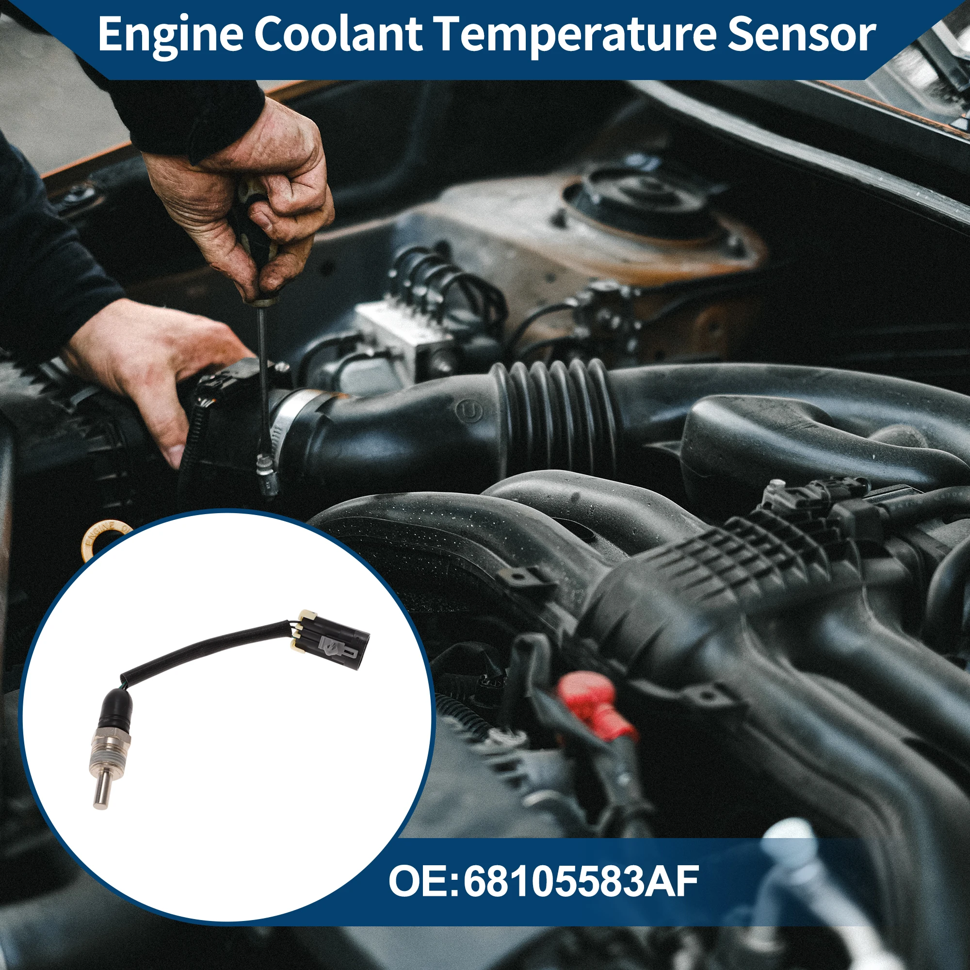 UXCELL Engine Coolant Temperature Sensor No.68105583AF Water Temperature Sensor for Dodge Journey 08-11 1 Pc