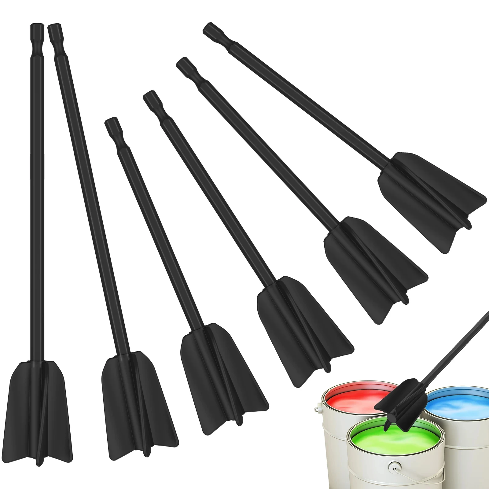 ​​6PCS Epoxy Mixing Sticks Drill Paint Stirring Rod for Cement Resin Latex Oil Paint Multifunction Putty Mixer Attachment