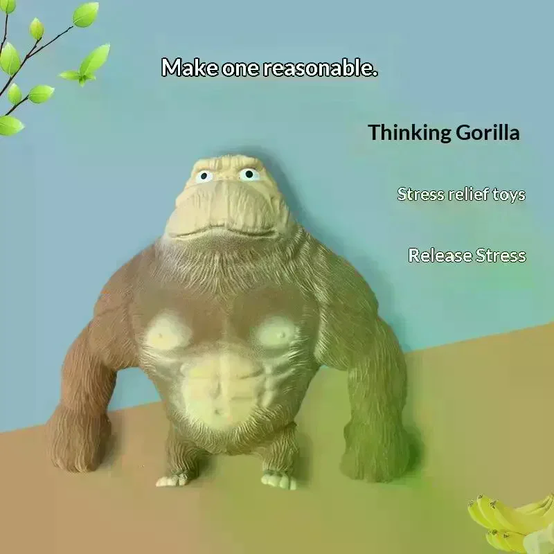 /Cna/Gorilla Figurines Humorous Expression Monkey Statues Stretchable Squeeze Animal Figure Office Ornament Home Decoration Cut