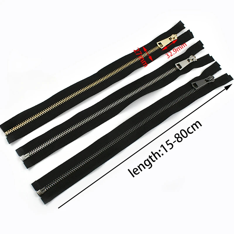 2 Stück 5 # Metall-Reißverschluss, 15–80 cm, geschlossenes/öffnetes End-Reißband für Jacken, Kleidungsstücke, Taschen, Auto-Lock-Reißverschlüsse, Reparatursätze, Nähzubehör – Detail 4