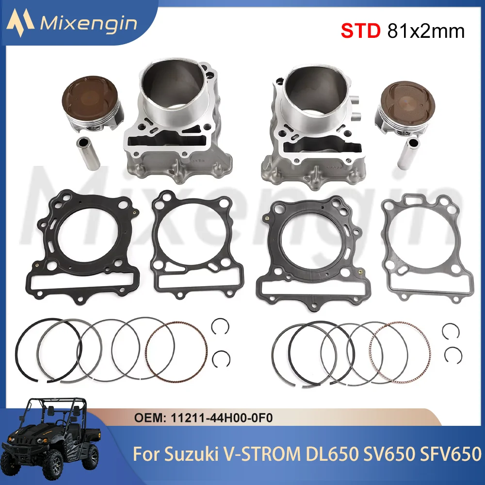 

For Suzuki V-Strom 650 DL650 SV650 SV650X SFV650 SFV650A STD 81mm 645cc 11211-44H00-0F0 Motorcycle cylinder piston gasket kit