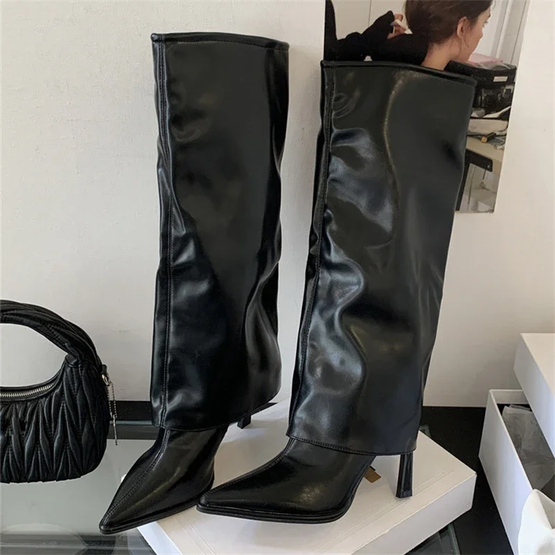 

Aneikeh уличный стиль модный дизайн женские сапоги до колена с острым носком пикантные женские туфли на тонком высоком каблуке для вечеринки и выпускного вечера