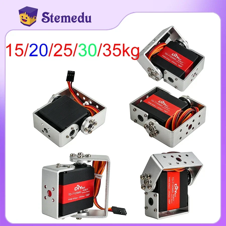 

15/20/25/30/35kg Servomotor 4.8-8.4V Dual-Axis Metal Digital Servo Brushed Motor 180/270 Degree Angle Control for Robots RC Cars