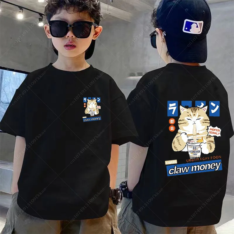 Cotton New Style Boys Girls Baby Tshirt Children Clothes Cartoon Short Sleeve Tee Fashion Trendy Kids Shirts Tops Crewneck 3-14Y