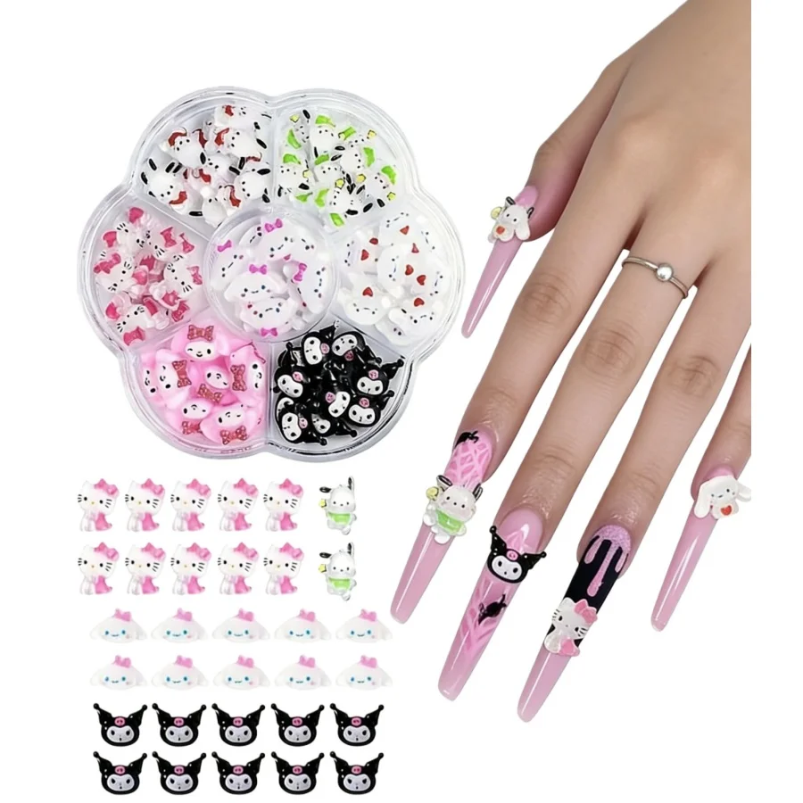 

Набор аксессуаров для ногтей Hello Kitty, 70 шт./кор., украшение для ногтей своими руками, легко наносится, модный аксессуар, подходит для повседневного ношения