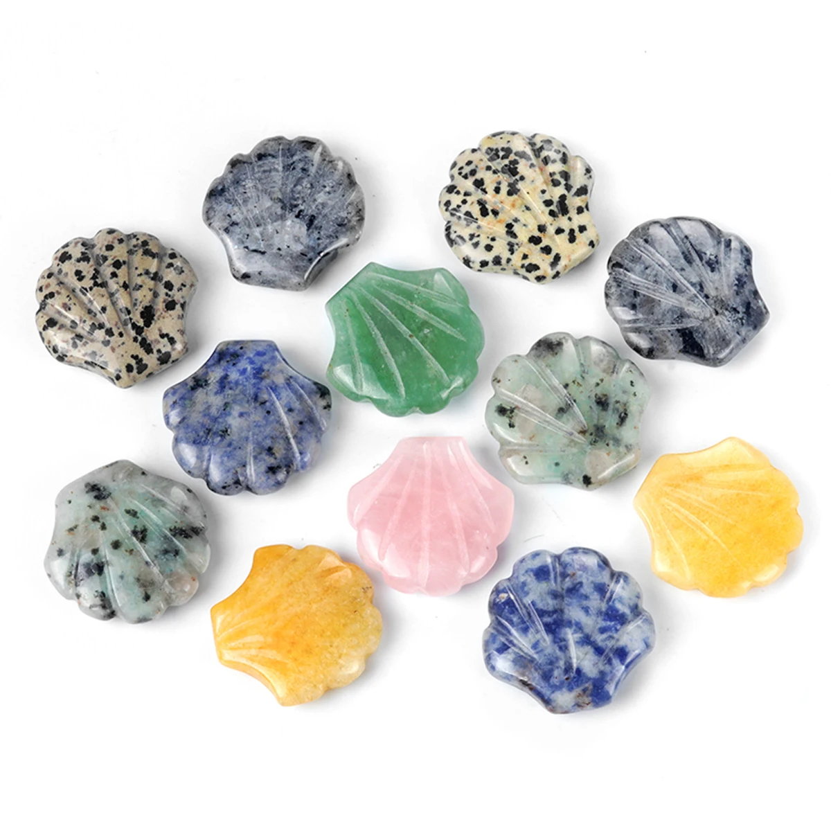 

Random 5PC Natural Stone Reiki Room Decor Nonporous Carving Crystal Shell Figurine Ornament Crafts Home Decoration 30x30mm