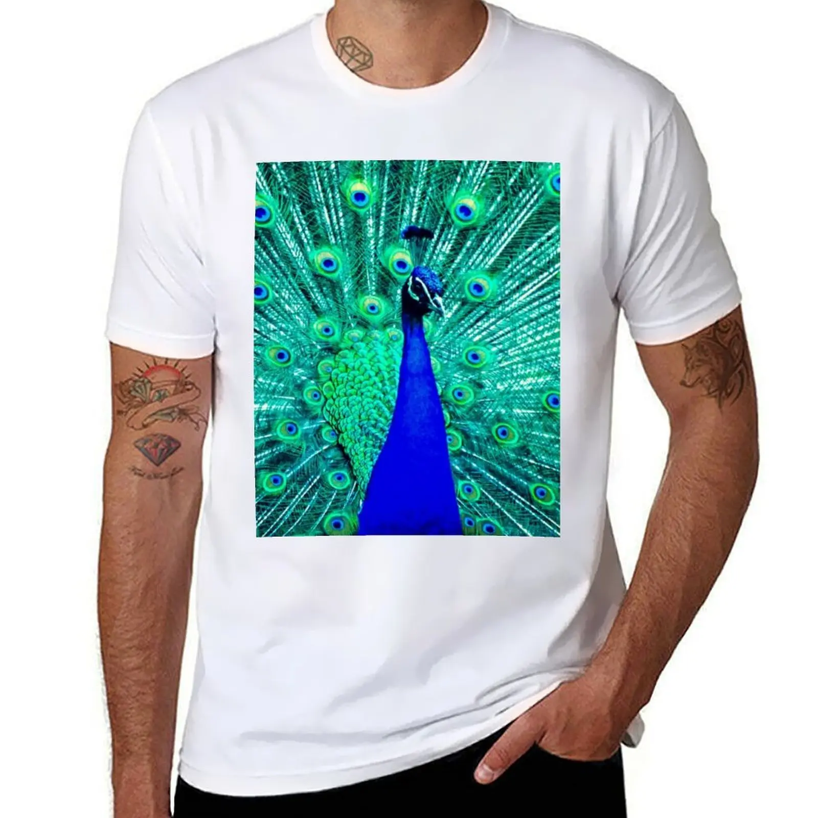 

peacock patern T-Shirt printed t shirts for man t shirt man casual T-Shirt