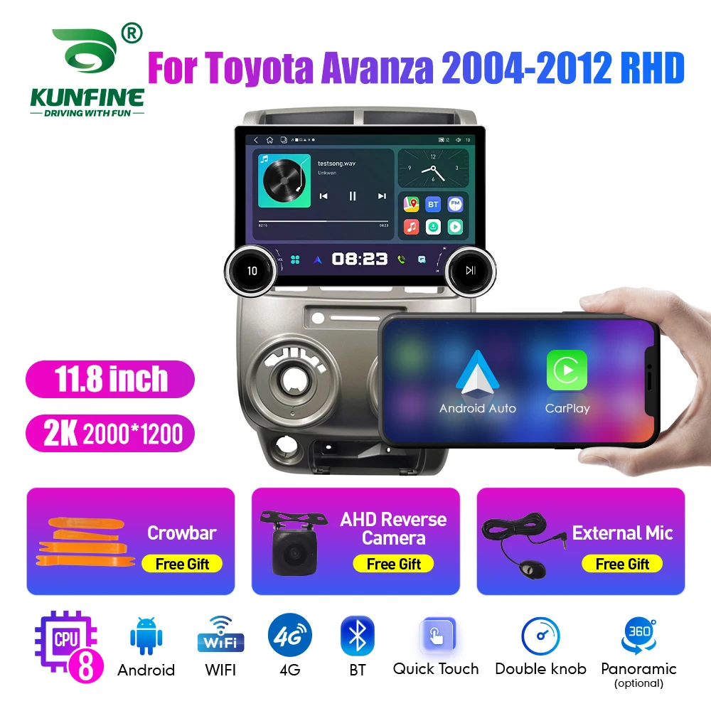 11.8 Inch 2K Double Knobs 2 Din Car Radio For Honda Avanza 2004-2012 Car Radio DVD Multimedia Video Player Android Auto Carplay