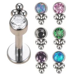 G23 Titanium ear studs Threaded 3 Balls Cluster With CZ Bezel Top Labret Lip Stud PIERC Ear Cartilage Tragus Piercing Jewelry