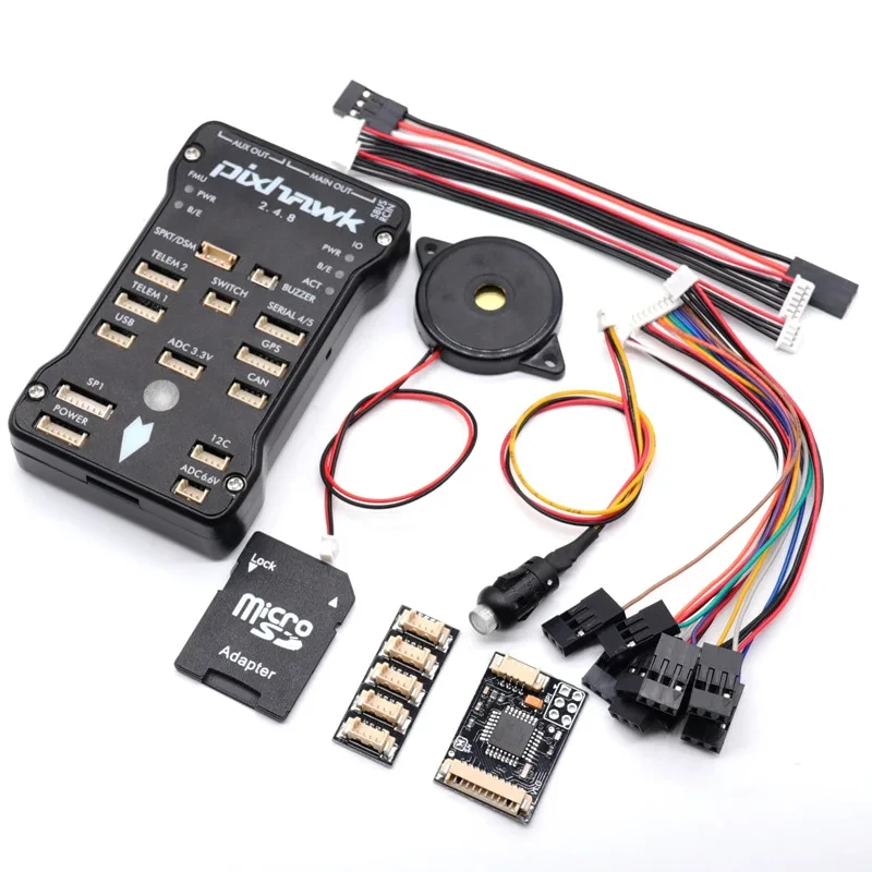 

Контроллер полета Pixhawk PX4 Autopilot PIX 2.4.8 32 бит + предохранительный выключатель + зуммер 4G SD + разделитель I2C Расширенный модуль + USB кабель