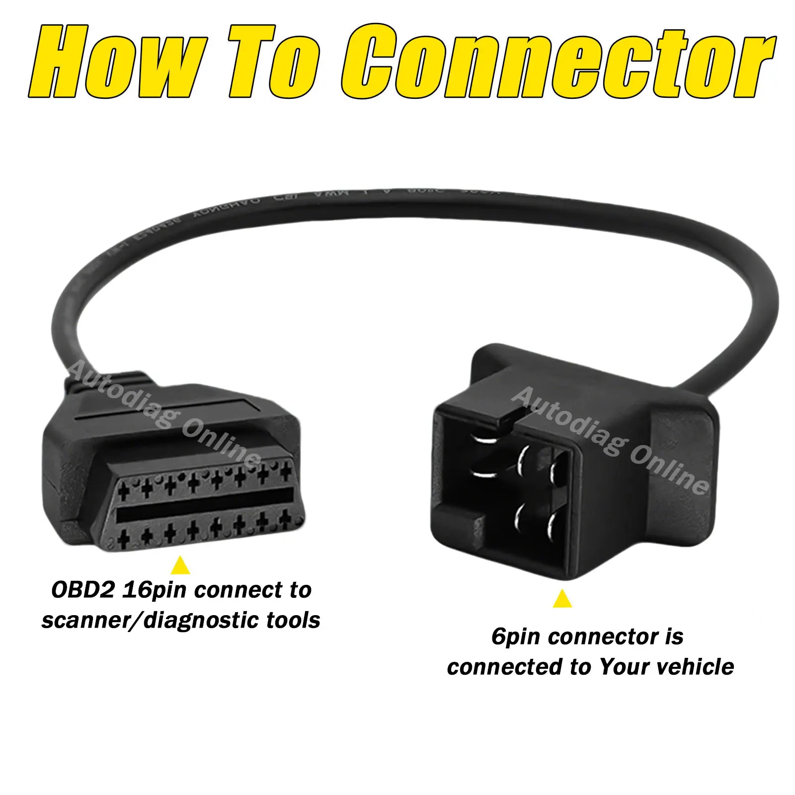 For Chrysler OBD2 Diagnostic Cable 6pin to 16pin Car OBD2 Scanner Connector For Jeep/Dodge Automotive OBDII Diagnostic Cable