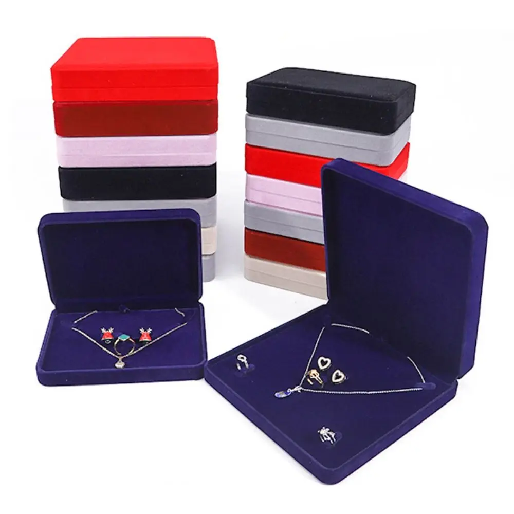 Luxury Velvet Jewelry Display Case Solid Color Portable Jewelry Packaging Box Jewelry Storage Organizer Jewelry Display