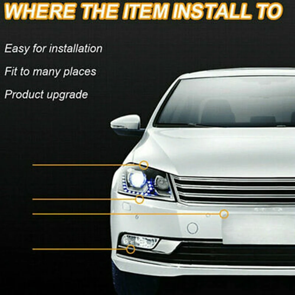 # 070H 2X Universal LED Daytime Running Light Branco DRL Driving Turn Signal Nevoeiro Lâmpadas Âmbar 12V (preto)