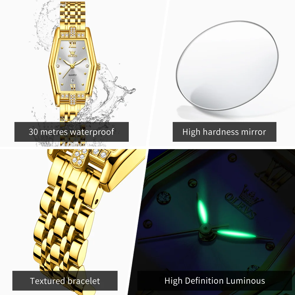 OLEVS Watch 3699 Women Watches Luxury Original Elegant Quartz Watch Waterproof Luminous Date Ladies Watch Bracelet Set New Reloj