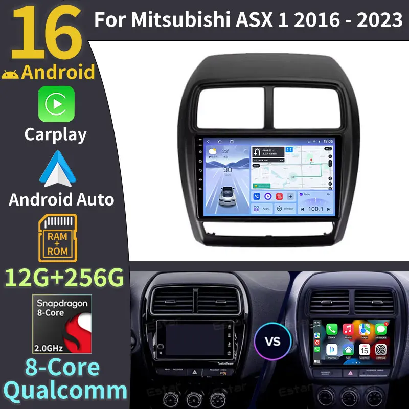 Wireless Carplay Auto For Mitsubishi ASX 1 2016 - 2023 Android 16 Octa Core 4G 360 Camera 2K Screen 2din Multimedia Video Player