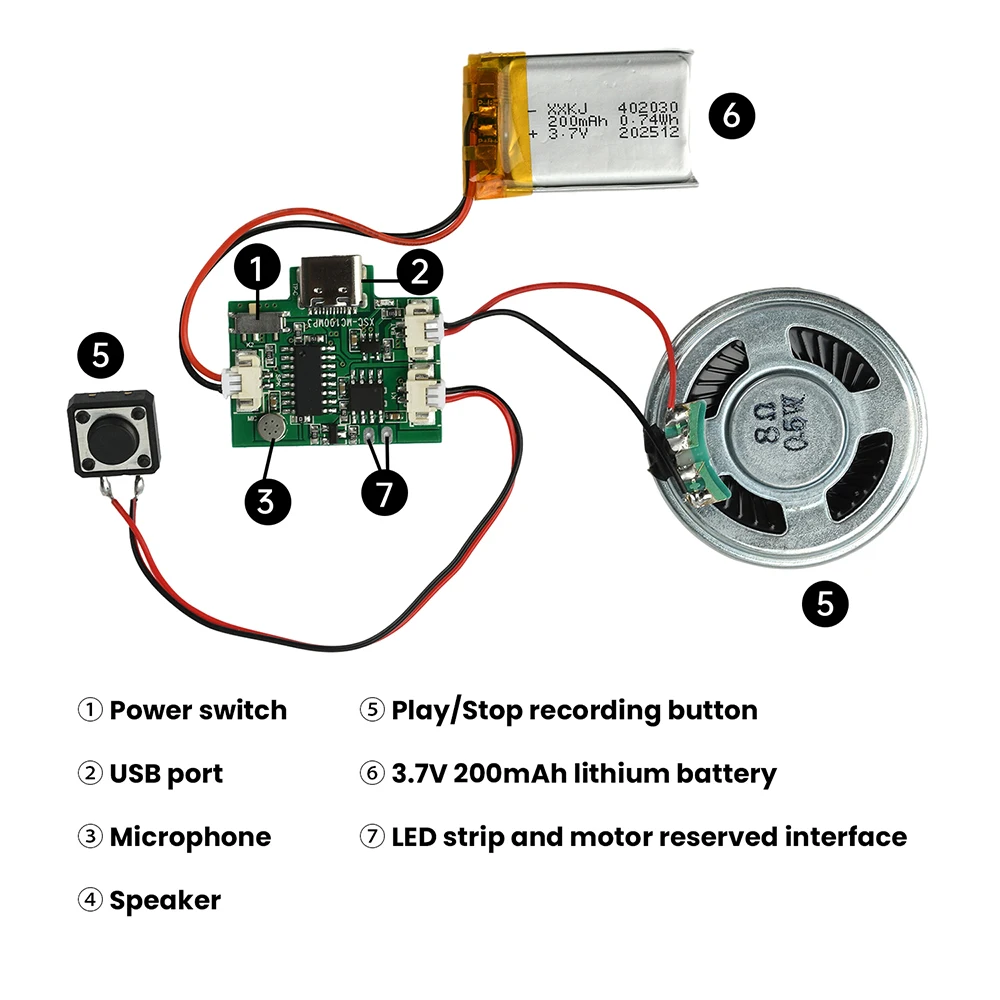 8M MP3 Type-C Charging & Audio Download One-click Recording Module for DIY Greeting Card Pop-up Book Fridge Magnet Handmade Gift image 3