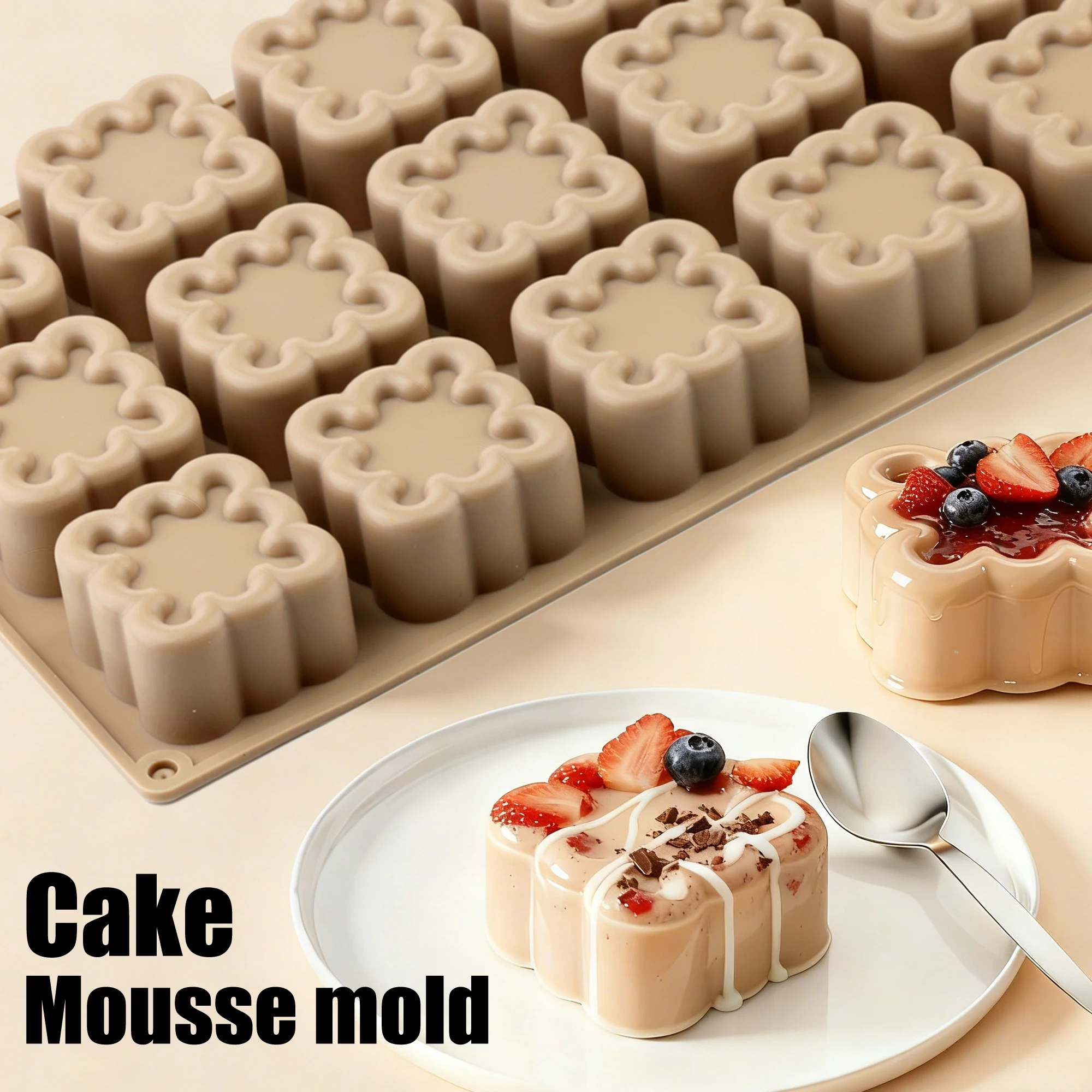 1-Pack Silicone Mousse Mold Thick Square Dessert Cake Mold Non-Stick Easy to Clean for Baking Cupcakes Candies Pudding
