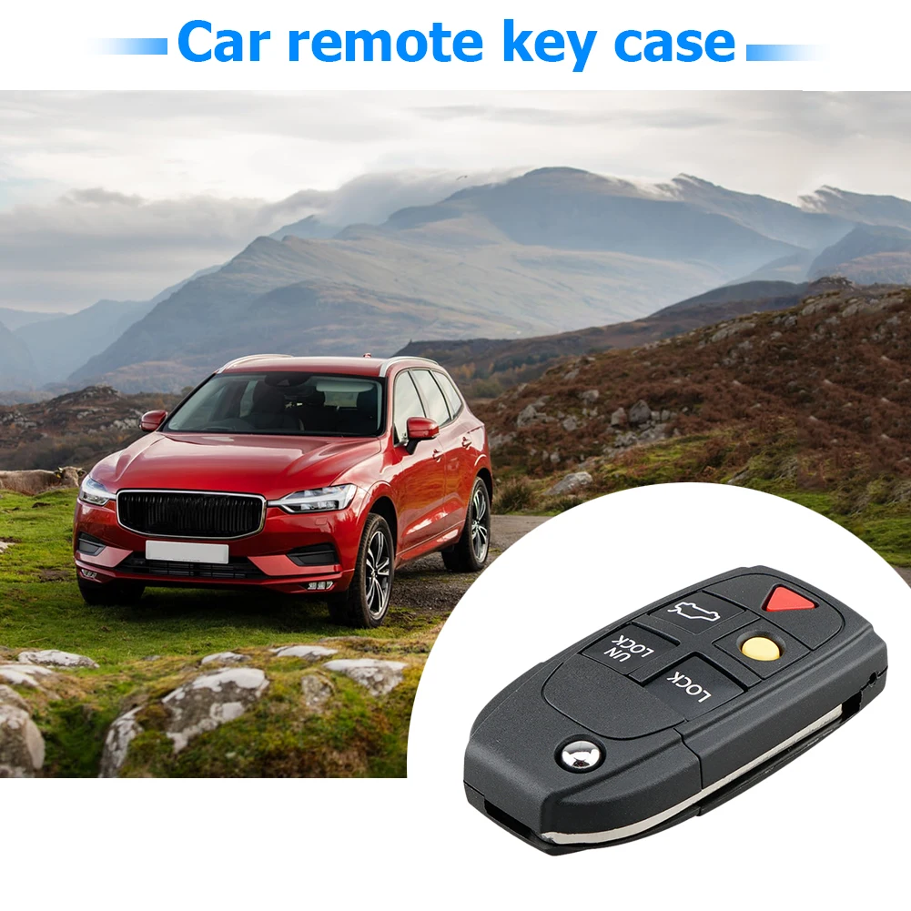 5 Buttons Flip Folding Key Fob Case Protector Car Remote Key Cover Holder Black for Volvo S60 S80 V70 XC70 XC90