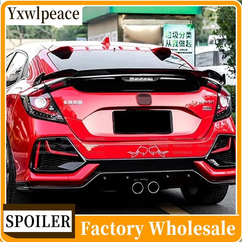 

For Honda Civic Hatchback 2016 2017 2018 2019 2020 Spoiler ABS Plastic Primer Color Rear Trunk Spoiler Wings Car Accessories
