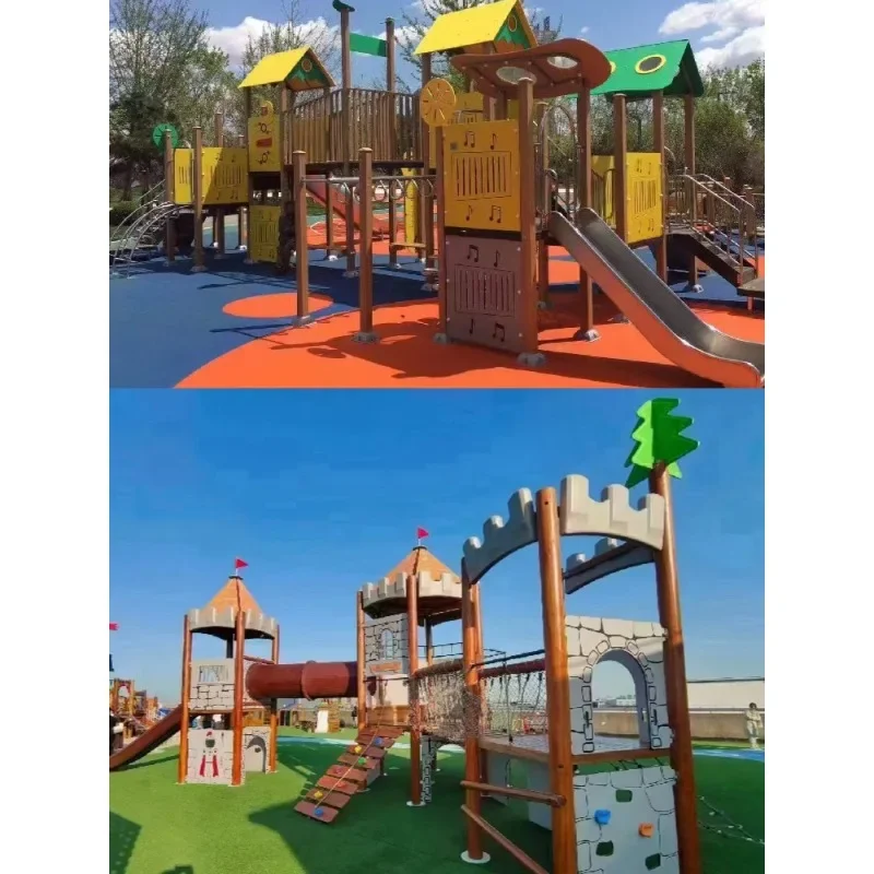 Kleuterschool Buiten Grote Massief Houten Glijbaan Outdoor Kinderen Klimframe Sportcombinatie Huanghuali Houten Glijbaan