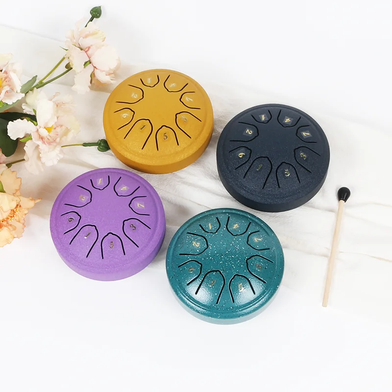 

Мини-стальной барабан с язычком 4,5 дюйма, 8 нот, барабан с колокольчиком от дождя, музыкальный барабан, эфирный барабан, барабан для йоги, медитации, ударные инструменты