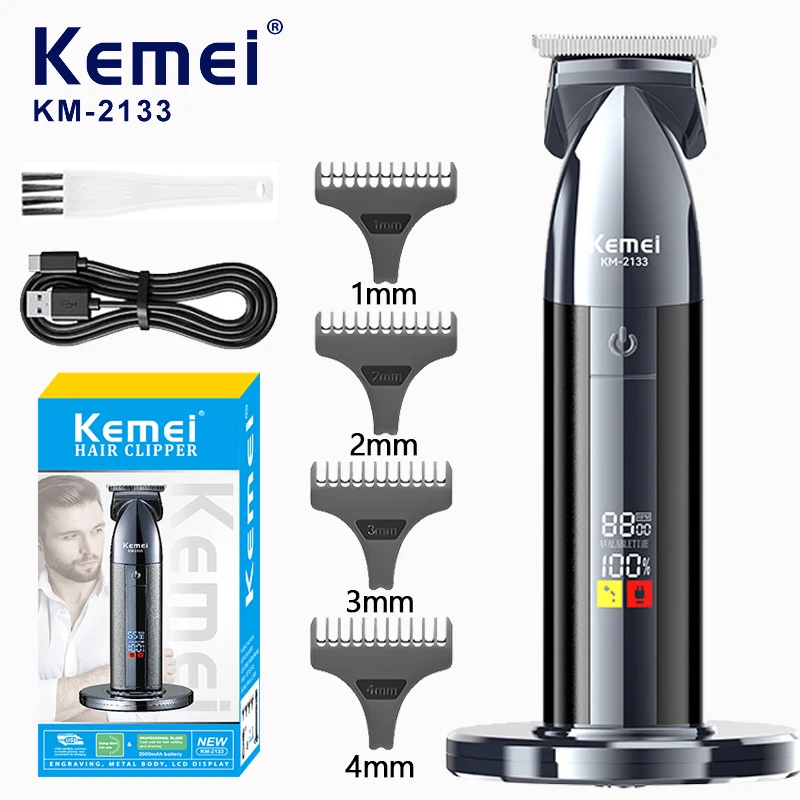 Kemei Trimmer Professional Hair Trimmer Electric Haircut Machine With Charging Base Hair Cutting Machine Clipper for Men KM-2133