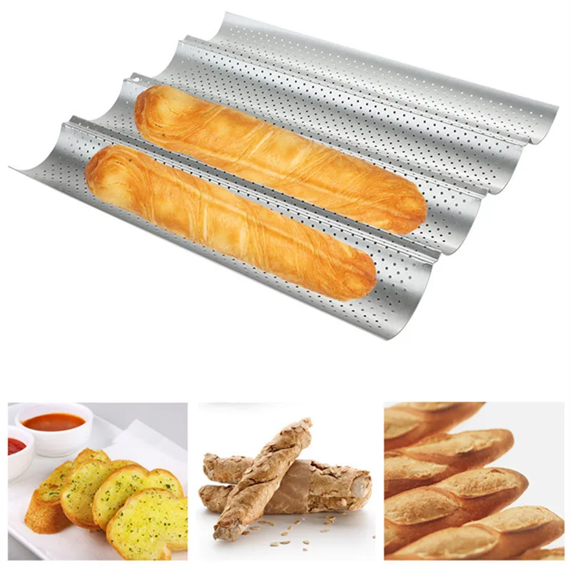 Baguette Pan French Bread Baking Mould Bakeware Groove Waves Mold Cake Oven Pastry Tray Dishes Cooking Accessories Toaster Tool