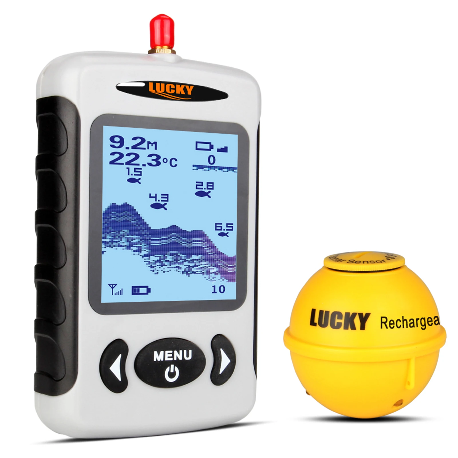 

LUCKY Portable Professional Sounder Wireless Sonar Fish Finder Fishing Probe Detector Fishfinder with Dot Matrix