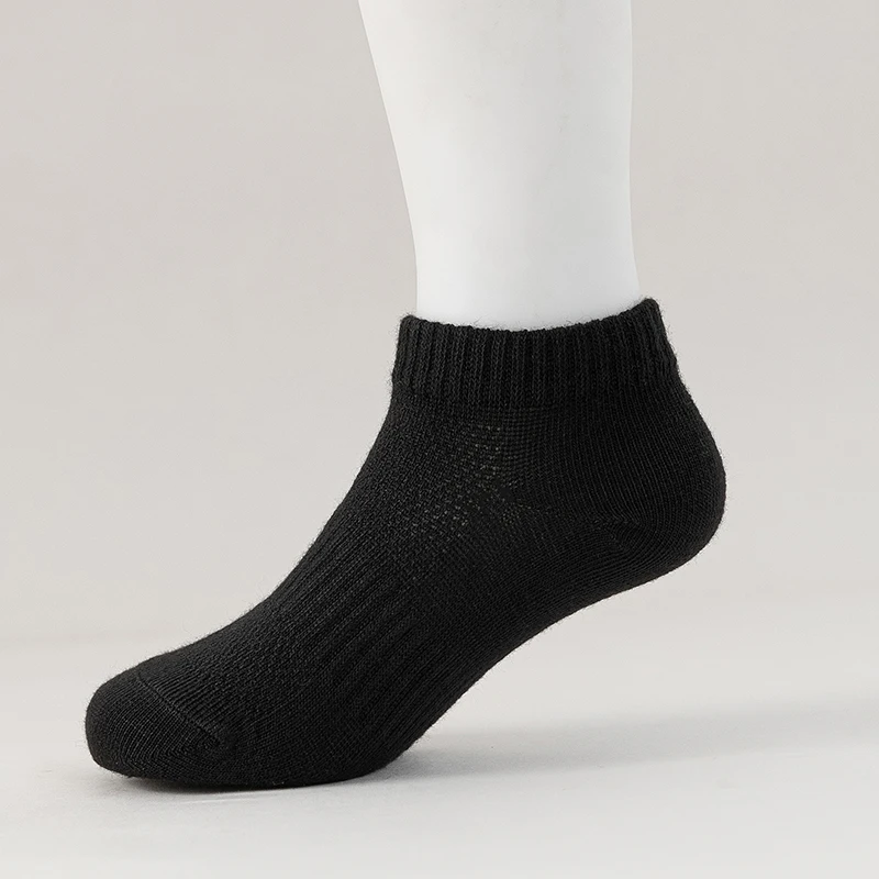 6 Paar Kindersocken, atmungsaktives Mesh, Mädchen-Söckchen, weiß, schwarz, einfarbig, Jungen-Sportsocken für Frühling und Sommer – Detail 4