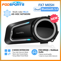 Fodsports FX7 Mesh Intercom Motorcycle Helmet Headsets Dual Bluetooth 5.4 Moto Communicator for 10 Riders 2000m,Music Share,FM