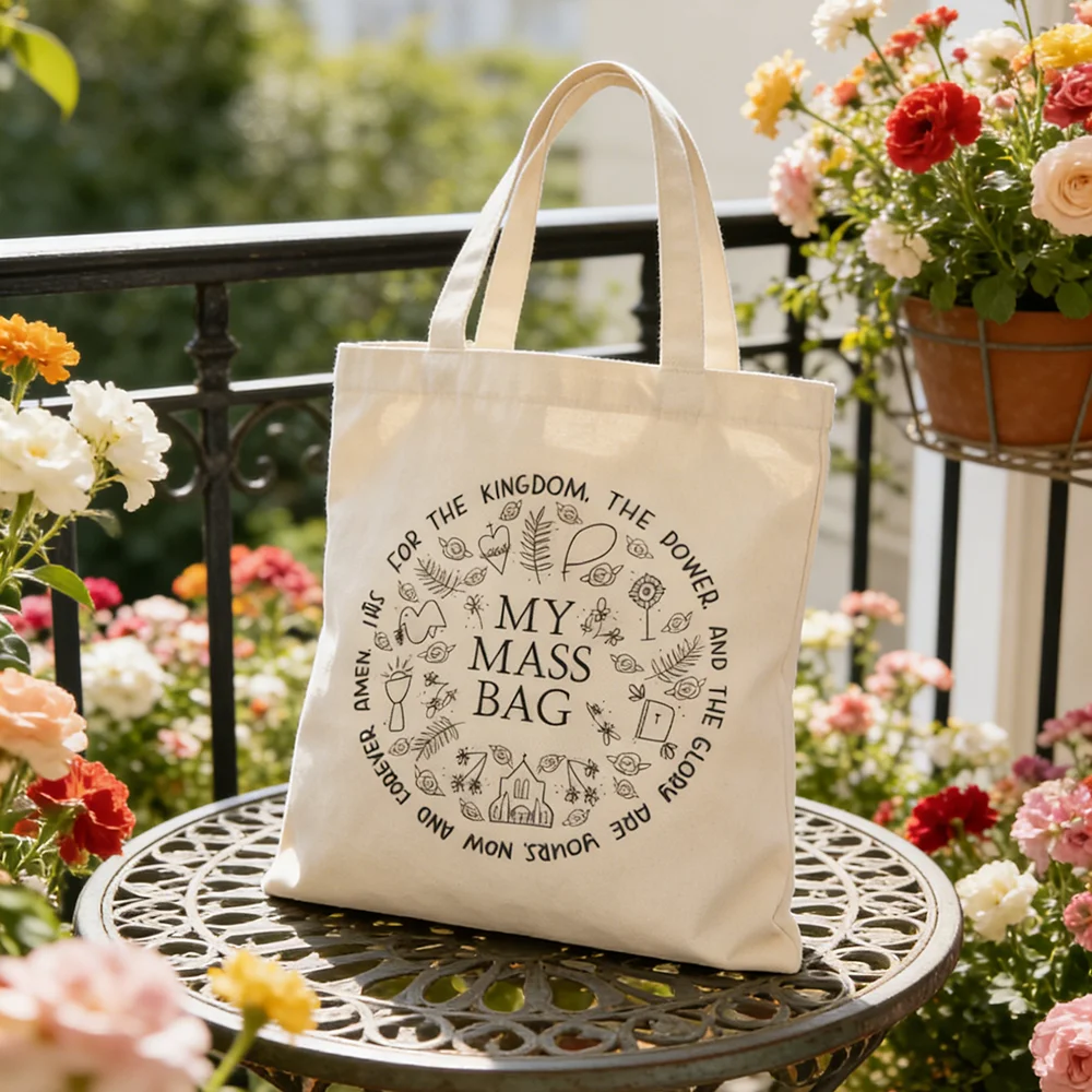 My Mass Bag First Holy Communion Accessories Catholic Canvas Tote Domestic Church Gift Shopping Bag Catholic Children's Supplies view 3