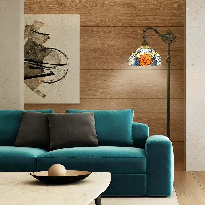 

European retro rose glass floor lamp living room bedroom study American pastoral creative personalized decorative lamps