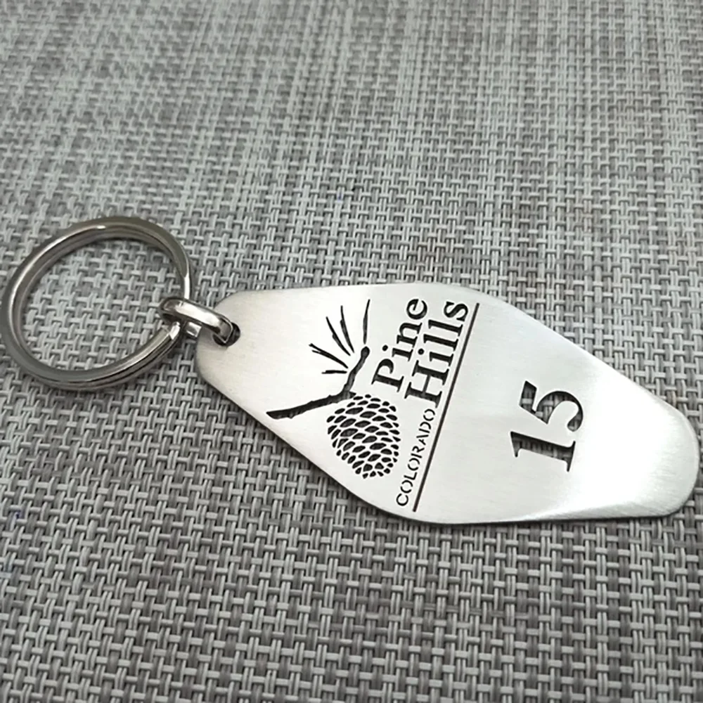 Custom Hotel Metal Keychain Personalized Logo Digital Hollow Stainless Steel Keyring Jewelry 2025 New Wholesale Dropshipping