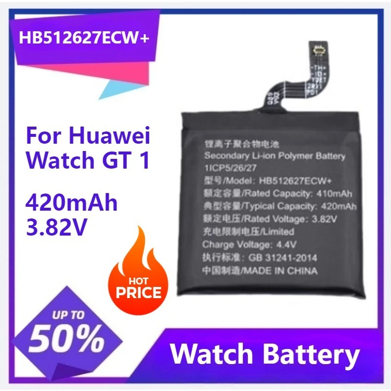 

HB512627ECW+ Battery For Huawei Watch GT 1 FTN-B19 46MM Rechargeable Li-ion Polymer Battery 420mAh 3.82V