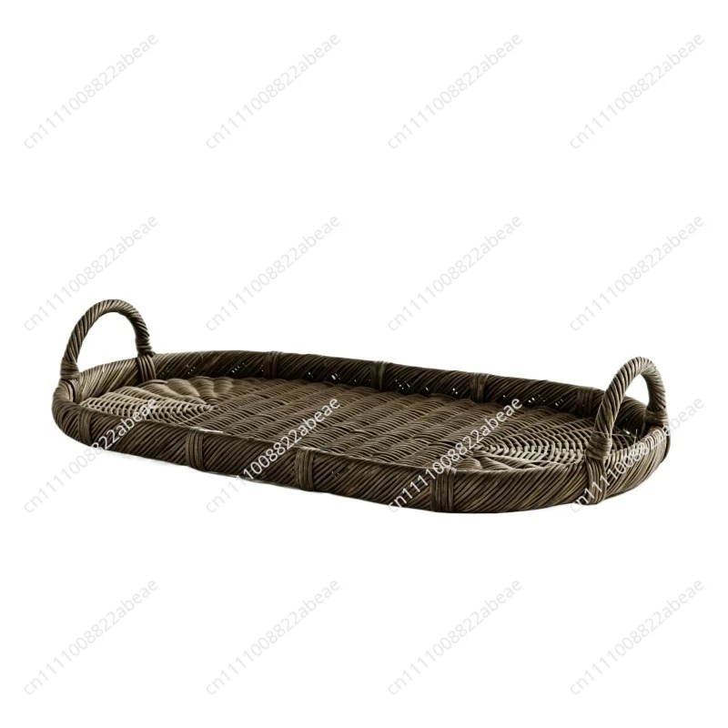 Rattan Decor Tray, Handmade Woven Rattan Tray with Handles