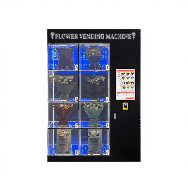 Smart automatic flower vending machine, outdoor refrigerated, 24/7 service, for flower bouquets, with LED display, ADA