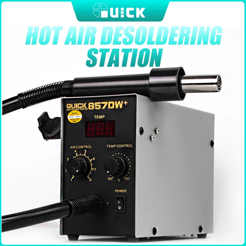 QUICK 857DW+ Intelligent Dual Eddy Current Hot Air Desoldering Station for SMD PCB BGA Welding Repair Desoldering Station Tools