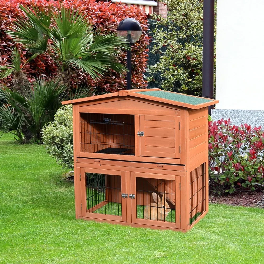 

40" Wooden Rabbit Hutch Small Animal House Pet Cage cat house cats cage