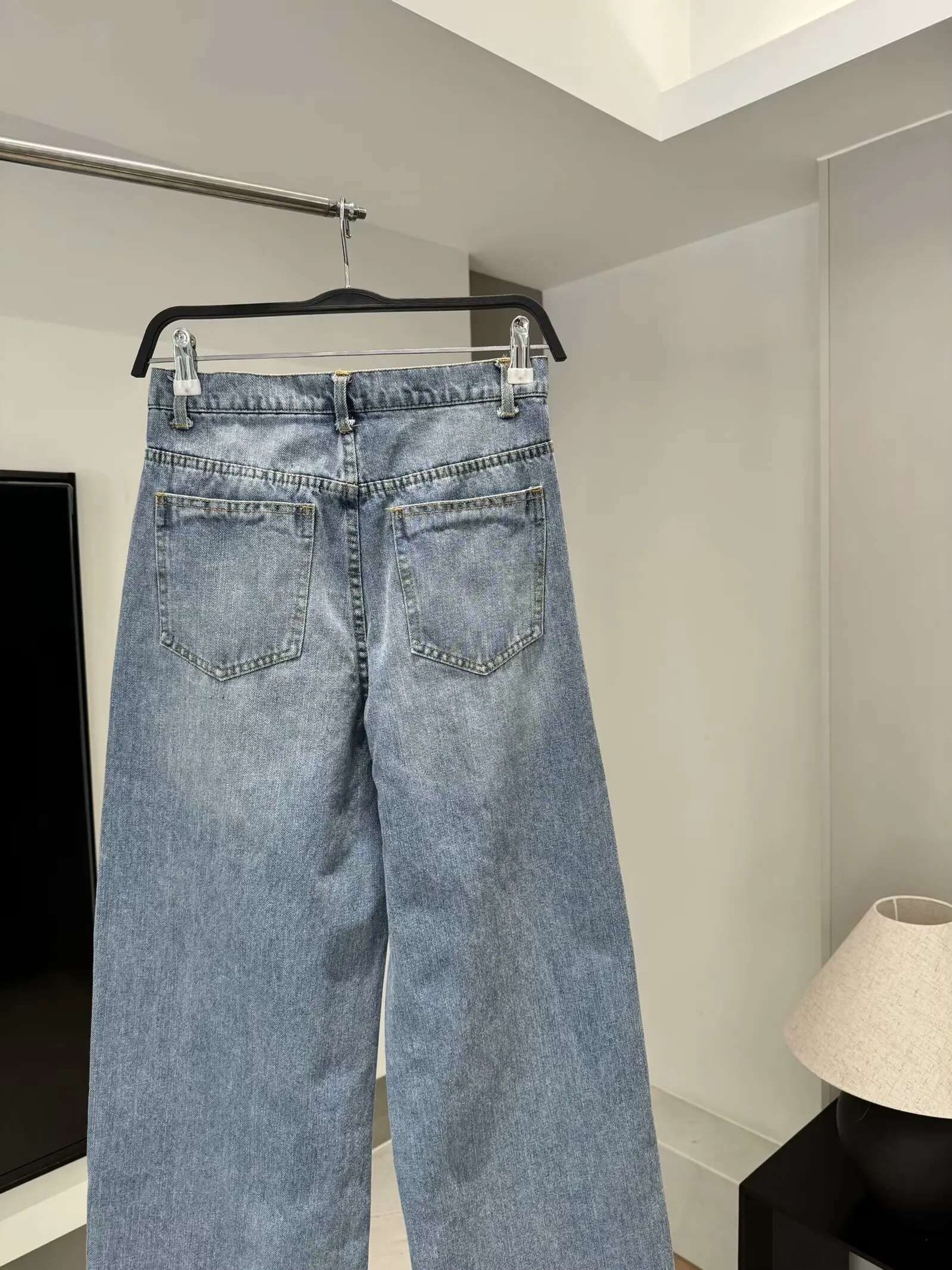 Jean à Double Boutonnage pour Femme, Pantalon en Denim, Taille Haute, Jambes Larges, Rétro, Fermeture Éclair, Poche, Nouvelle Mode, 2024