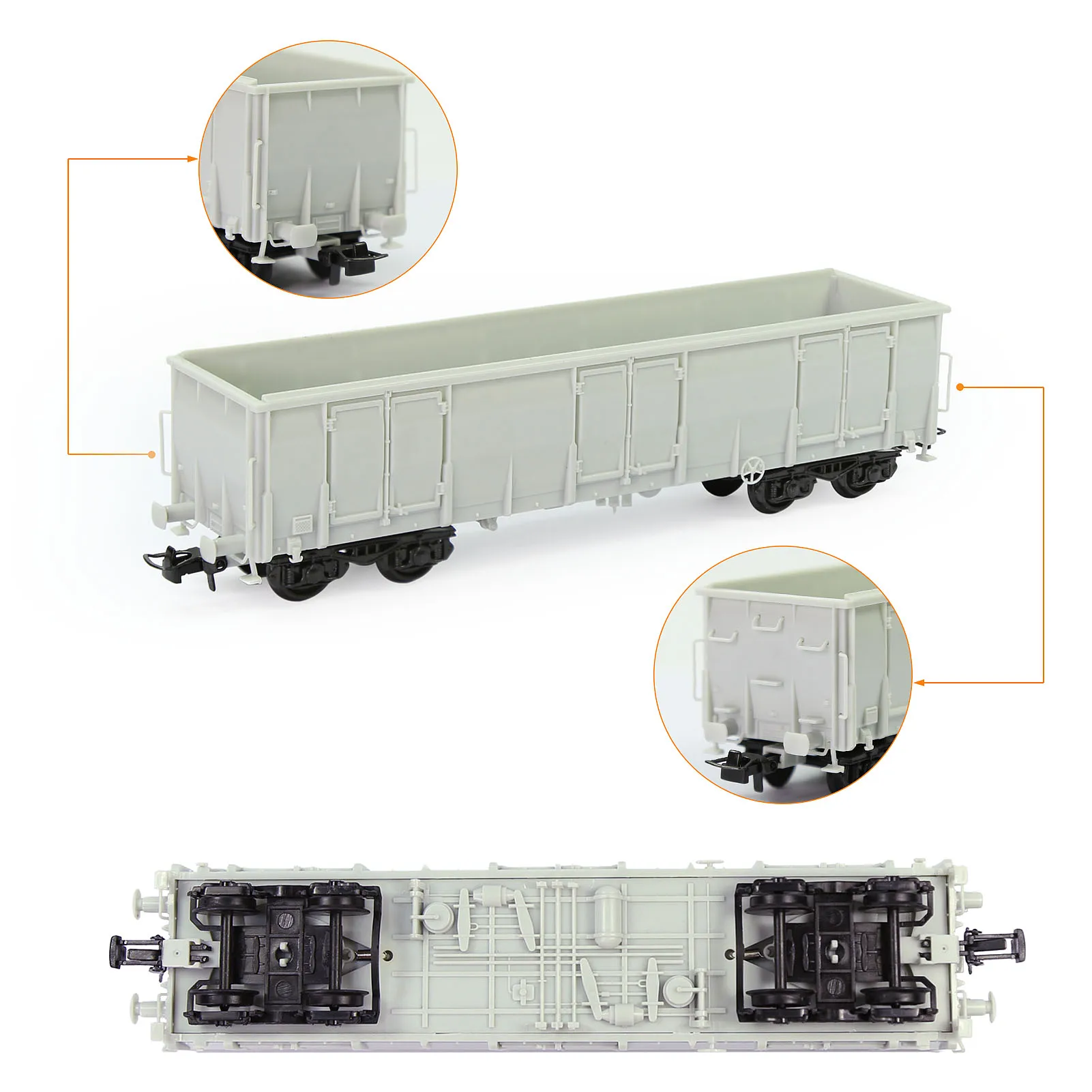 Evemore-Vagão ferroviário modelo de carro de gôndola alto desmontado, HO escala, 1:87, C8742JJ, 1Pc