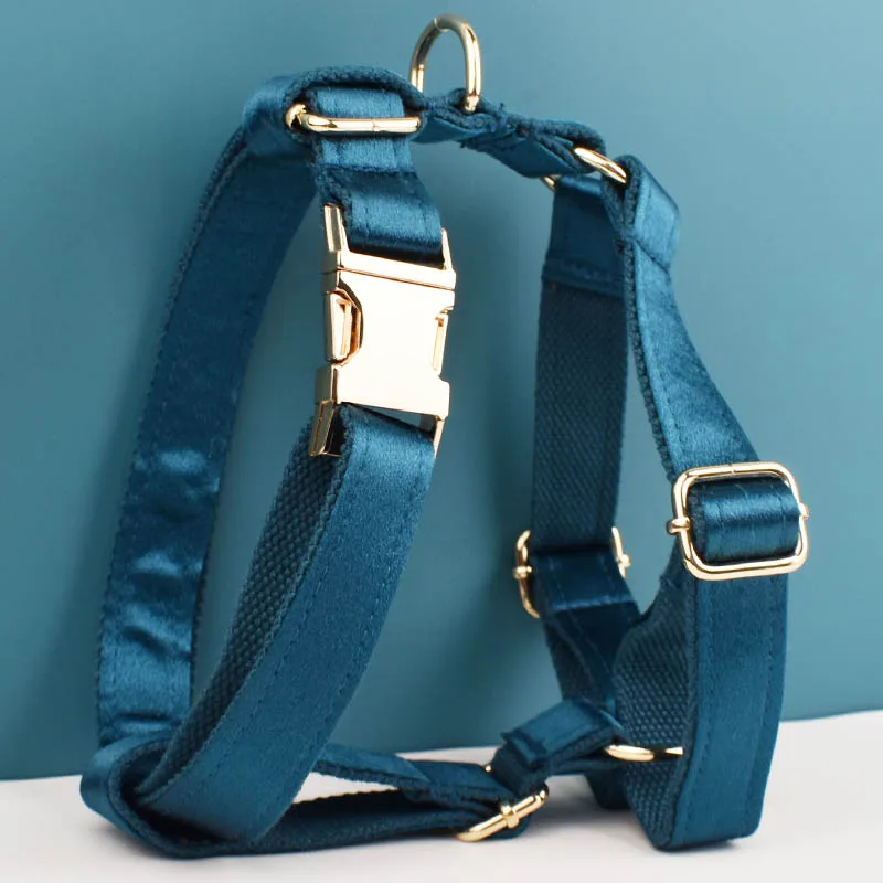 Custom Design Logo Silky Polyester Personalized Adjustable Dog Accessories Collar Leashes Harness Dog Collar Bow tie Crystal03