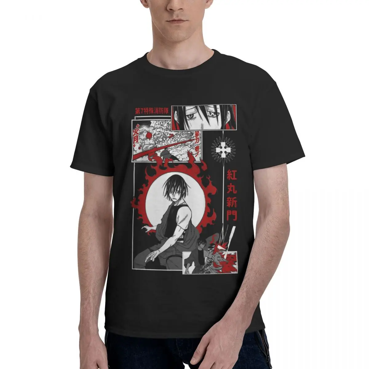 Men Benimaru Fire Force Anime T Shirt Streetwear Big Size Cotton Crewneck Custom Sleeve Men Clothing